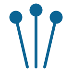 Icon of acupuncture needles or a target point representing natural pain relief therapy